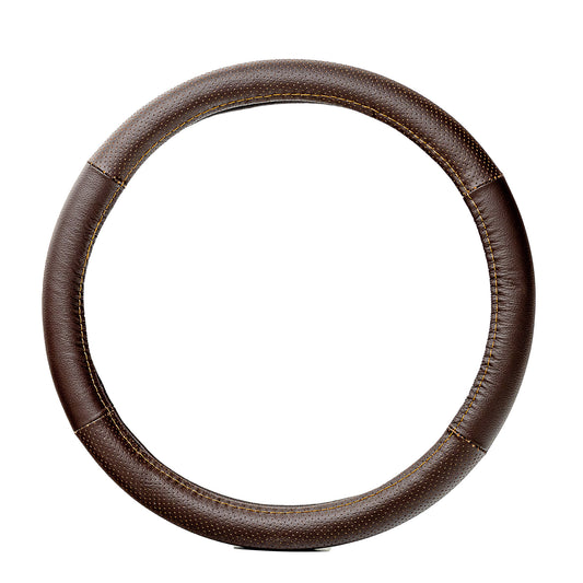 Alpena Leather Brown Steering Wheel Cover – Universal Fit 14"–15", Premium Leather Texture, Non-Slip Grip, Durable & Stylish Design for Cars, SUVs & Trucks