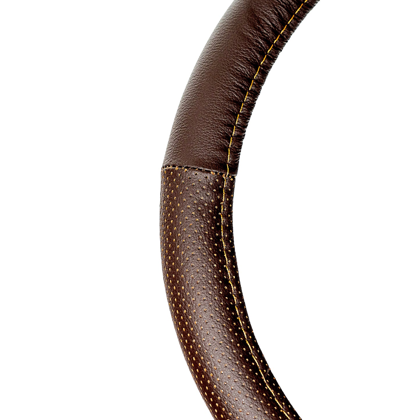 Alpena Leather Brown Steering Wheel Cover – Universal Fit 14"–15", Premium Leather Texture, Non-Slip Grip, Durable & Stylish Design for Cars, SUVs & Trucks