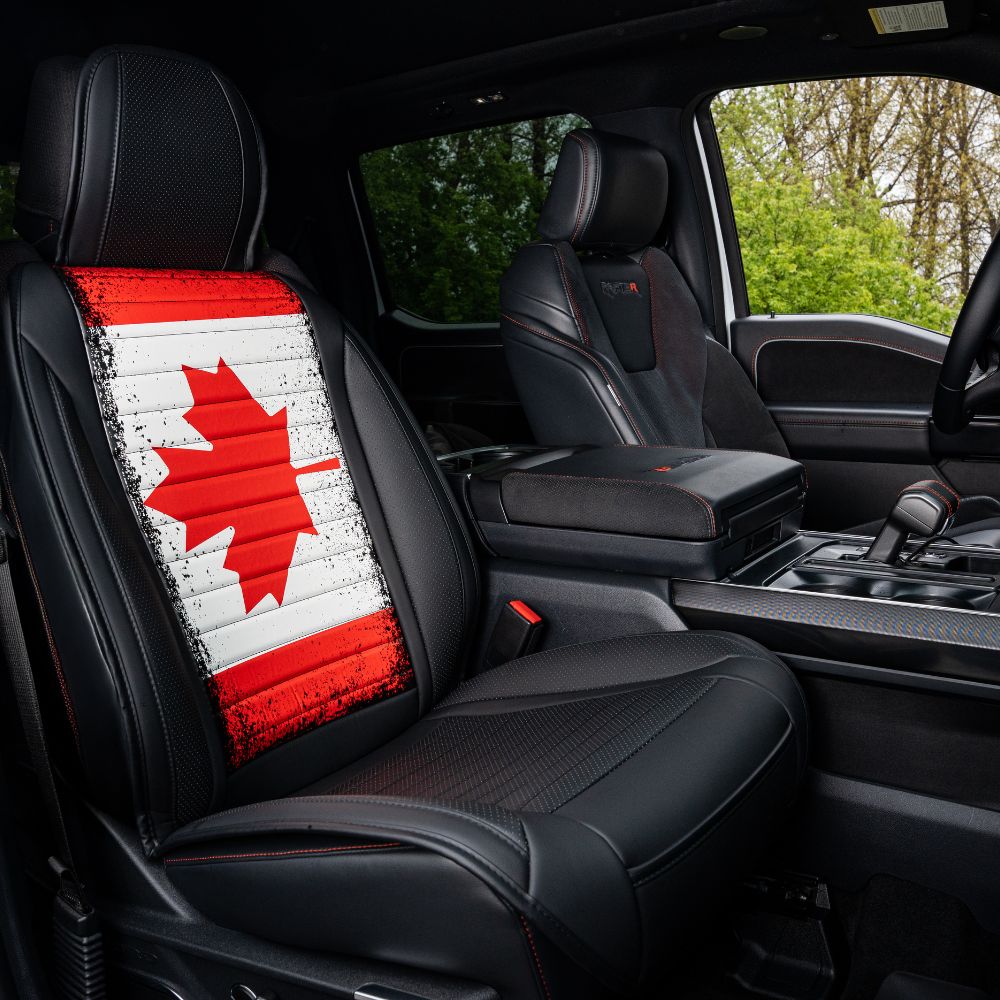 Monochrome Americana/CA Flag Seat Cover – Premium PU Leather, Universal Fit, Waterproof & Easy to Clean, Cushioned Comfort, Airbag Compatible, Stylish Black & White Patriotic Design for Cars & SUVs