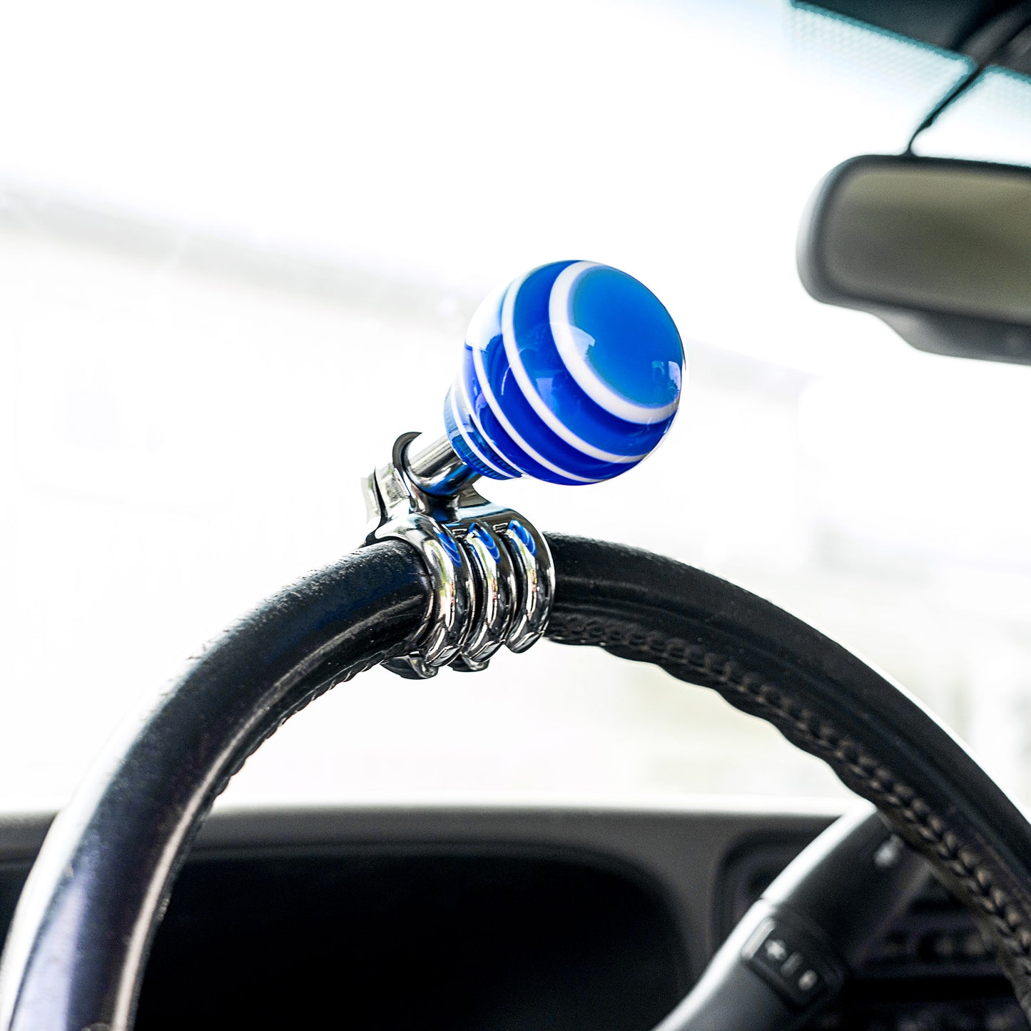 Alpena 53362 Blue Acrylic Steering Wheel Spinner Knob – Heavy-Duty Adapter, Stylish & Universal Fit