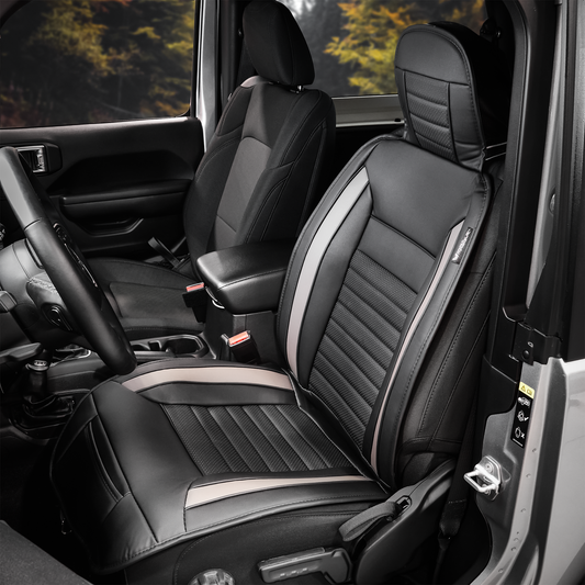 Masque Luxury Series Grey Seat Cover – 1 Piece Plush Comfort Design with Anti-Slip Silicone Backing, Elastic Headrest & Quick Slip-On Fit