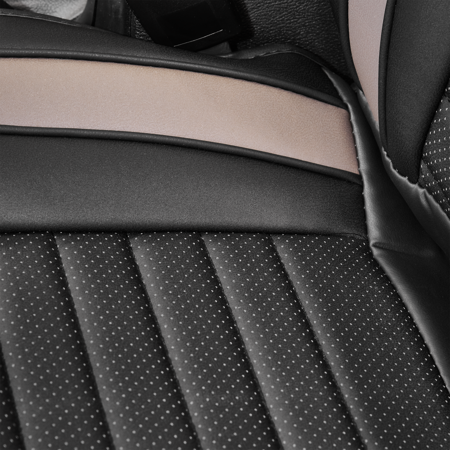 Masque Luxury Series Grey Seat Cover – 1 Piece Plush Comfort Design with Anti-Slip Silicone Backing, Elastic Headrest & Quick Slip-On Fit