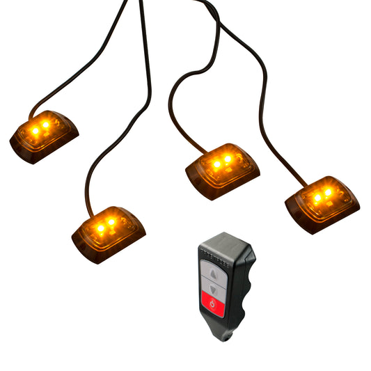 Prostrobe QuadStrobz Dual LED Strobe Pods – White & Amber Wireless Remote Safety Lights, 9 Modes, 12V IP65 for Trucks and Work Vehicles