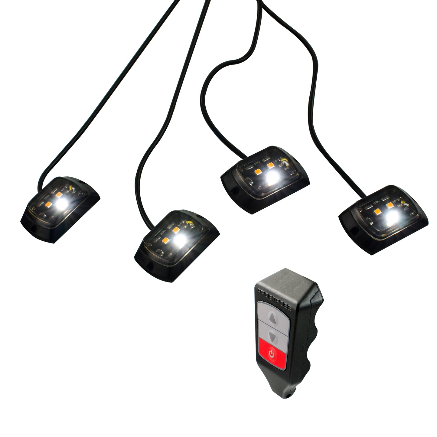 Prostrobe QuadStrobz Dual LED Strobe Pods – White & Amber Wireless Remote Safety Lights, 9 Modes, 12V IP65 for Trucks and Work Vehicles