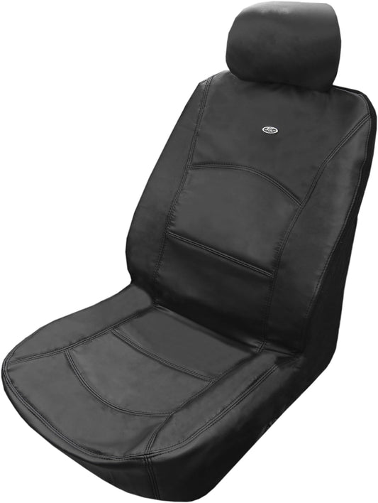Masque 63013 Leather Low Back Seat Cover – 1 PC Manhattan Black Luxury Car Seat Protector with Thick Foam Padding, Universal Fit & Premium Breathable Design