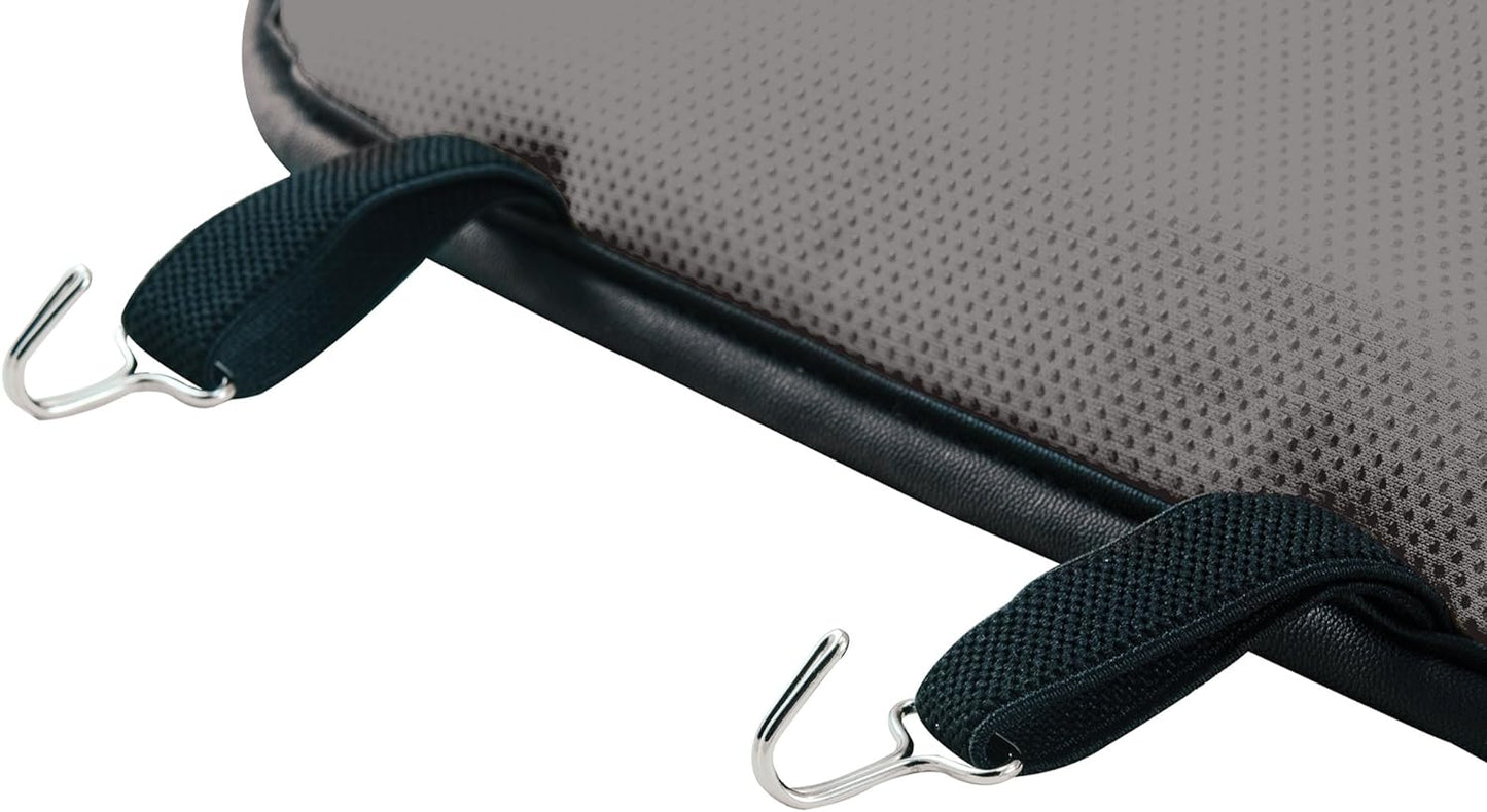Padded Black Front Luxury Seat Cover – 1 PC Universal Fit Car Seat Protector with Thick Elastics & Stainless-Steel Hooks, Easy to Clean and Side-Airbag Compatible