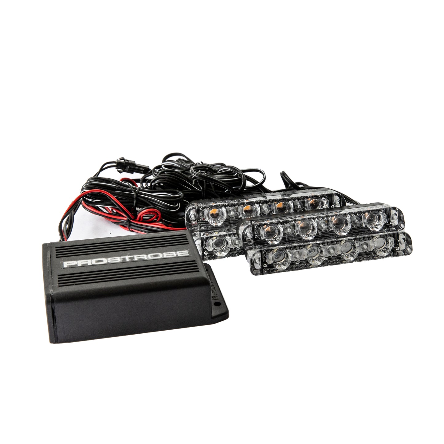 Stealth Fire Dual-Color LED Strobe Light – 4 High-Power White & Amber LEDs with Remote, Compact 12V Safety Light by Prostrobe