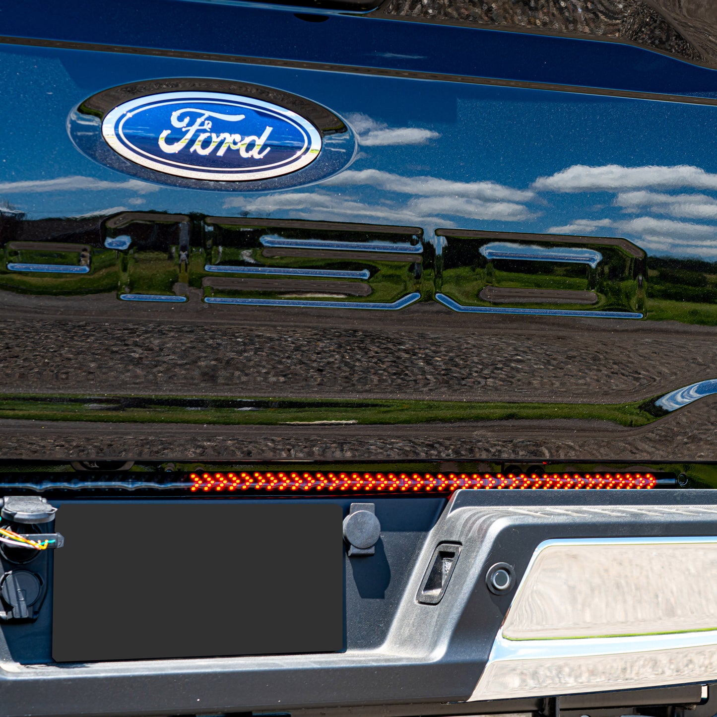 TailBlaze Flow LED Tailgate Light Bar – Flowing Turn Signal & Brake Light, 4-Pin Plug, Smoked Lens, Flexible Waterproof Strip by Alpena
