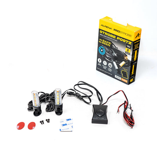 Prostrobe StrobePostz Dual-Color LED Safety Lights – 12 LED Compact Pivoting Strobe Pods with 7 Modes & 3M Adhesive Mount for 12 V Systems