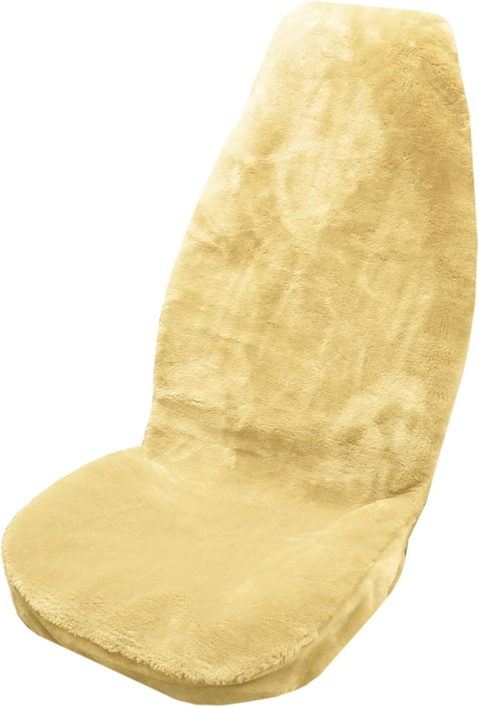 Masque Tan Sheepskin Seat Cover – 1 PC Universal Fit Car Seat Protector with Thick Foam Padding & Easy Slip-On Installation