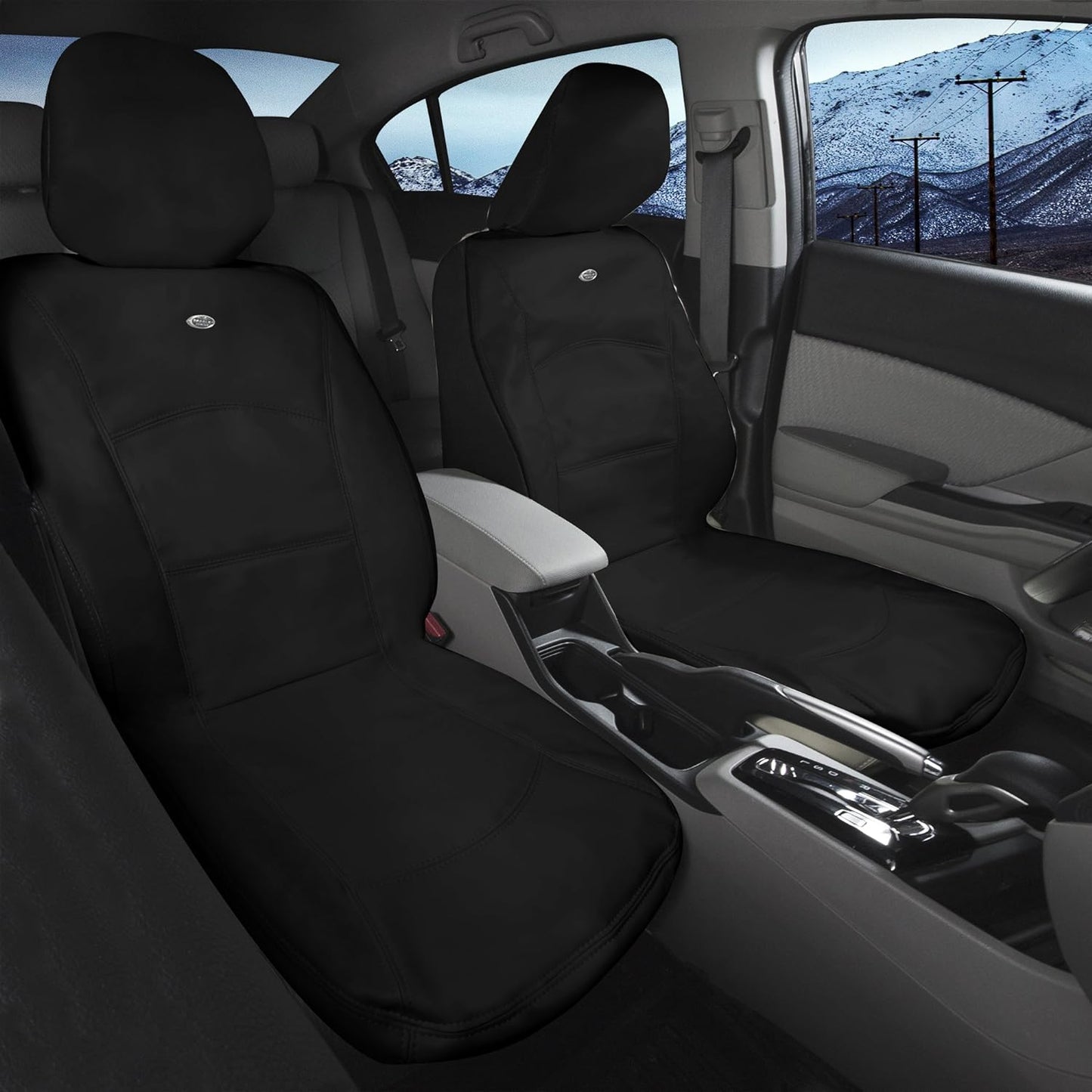 Masque 63013 Leather Low Back Seat Cover – 1 PC Manhattan Black Luxury Car Seat Protector with Thick Foam Padding, Universal Fit & Premium Breathable Design