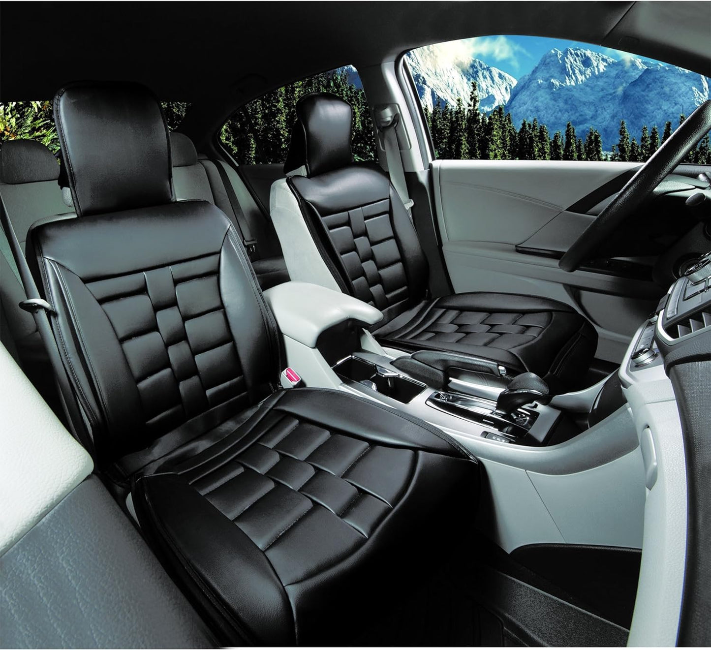 Padded Black Front Luxury Seat Cover – 1 PC Universal Fit Car Seat Protector with Thick Elastics & Stainless-Steel Hooks, Easy to Clean and Side-Airbag Compatible