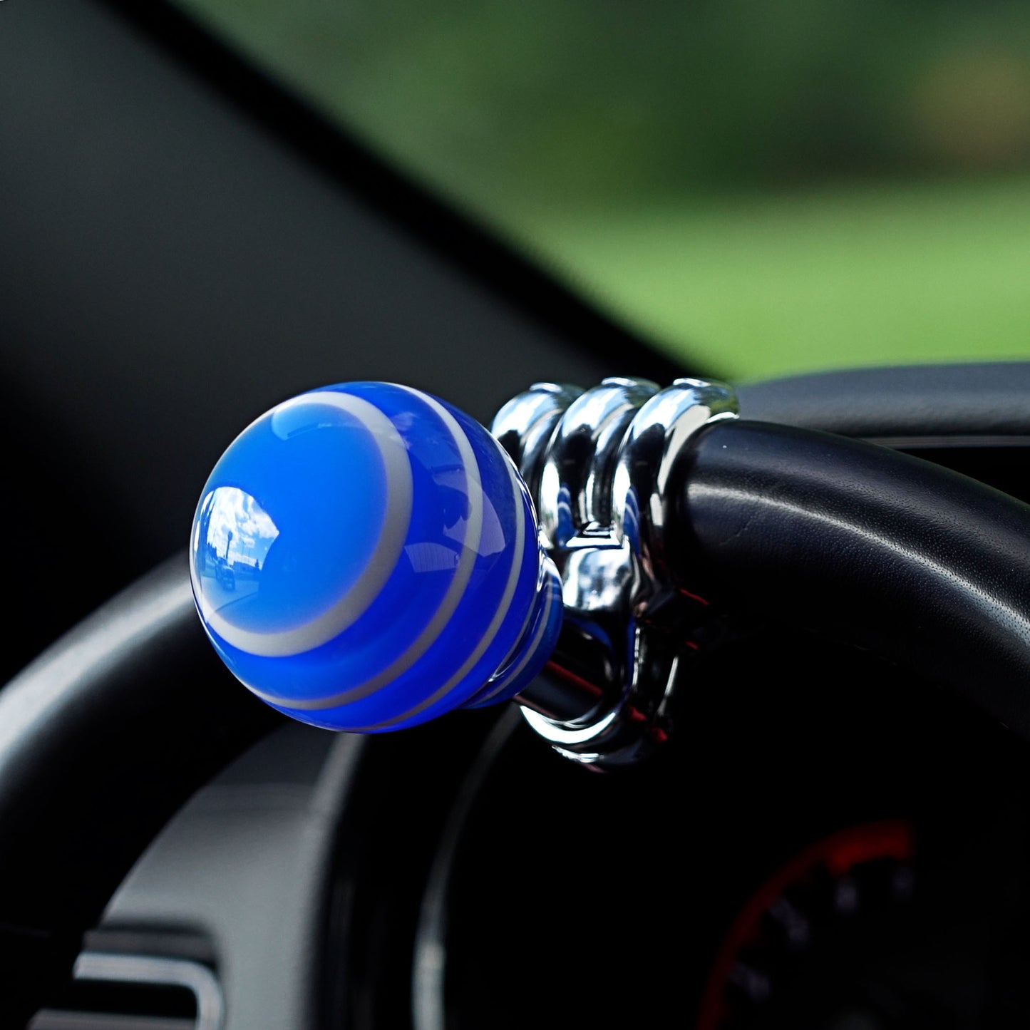 Alpena 53362 Blue Acrylic Steering Wheel Spinner Knob – Heavy-Duty Adapter, Stylish & Universal Fit