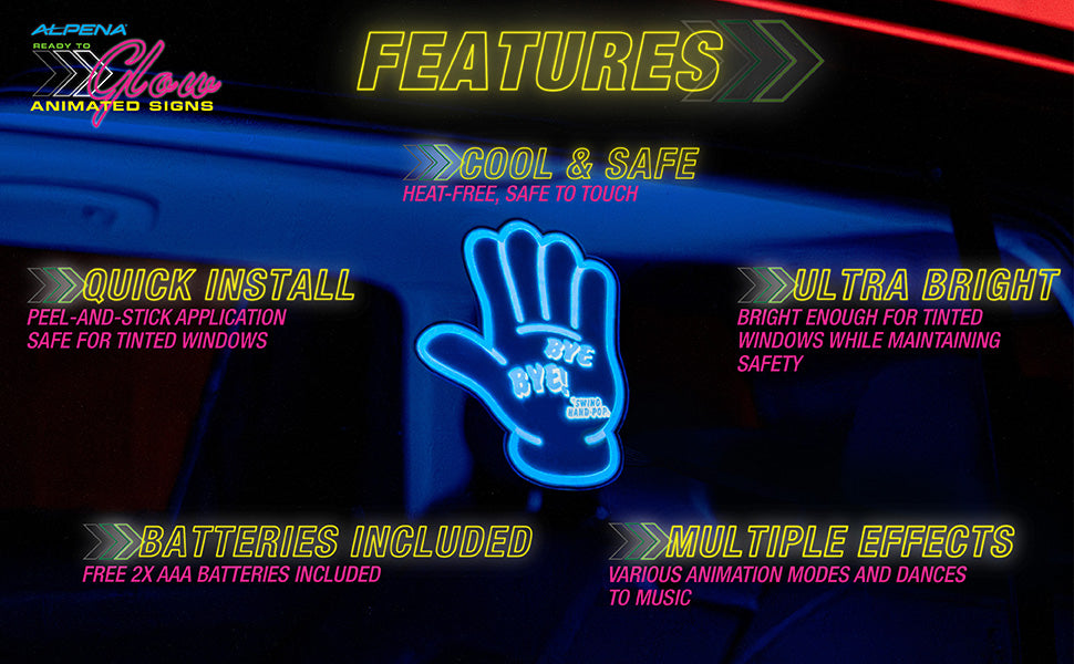 Alpena Sound Reactive LED Car Window Sticker/Ready to Glow Light-Up Decal, Music Sync Car Mod Accessory, Trendy Wireless Sticker for Custom Looks, Easy to Stick & Remove