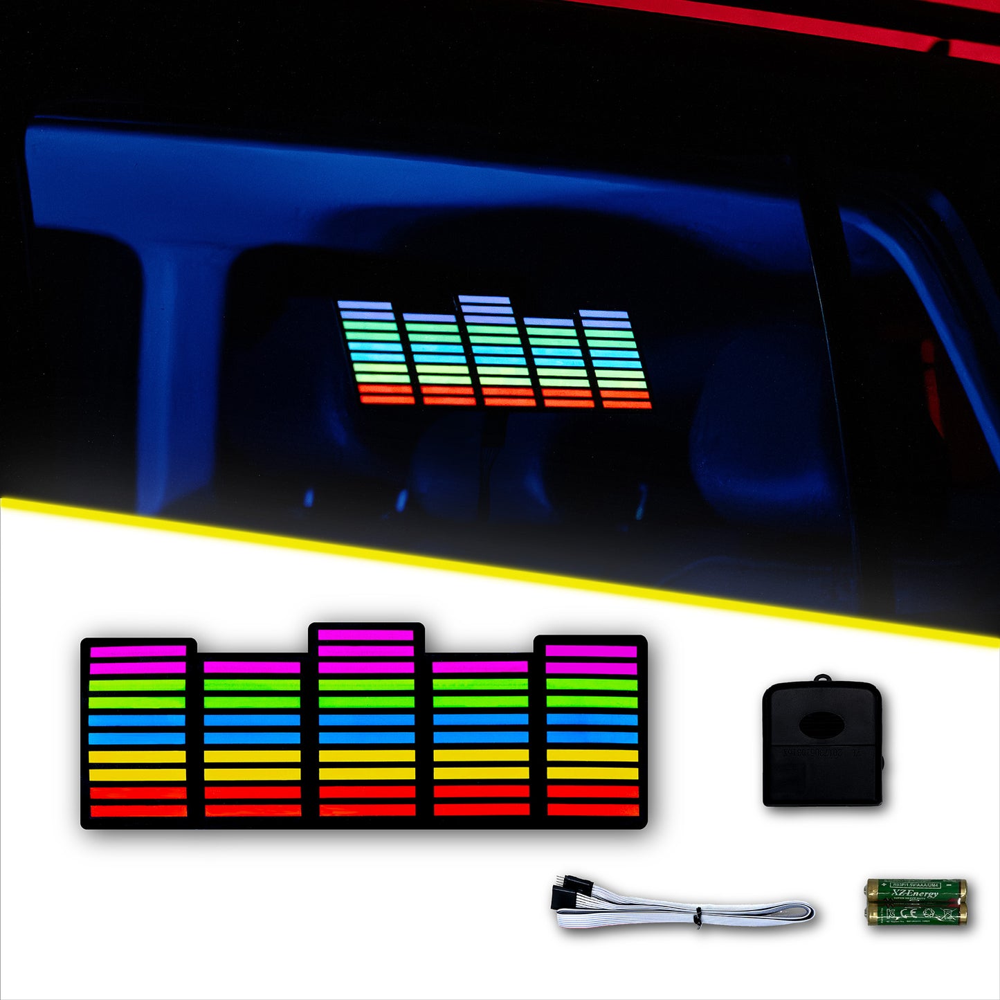 Alpena Sound Reactive LED Car Window Sticker/Ready to Glow Light-Up Decal, Music Sync Car Mod Accessory, Trendy Wireless Sticker for Custom Looks, Easy to Stick & Remove