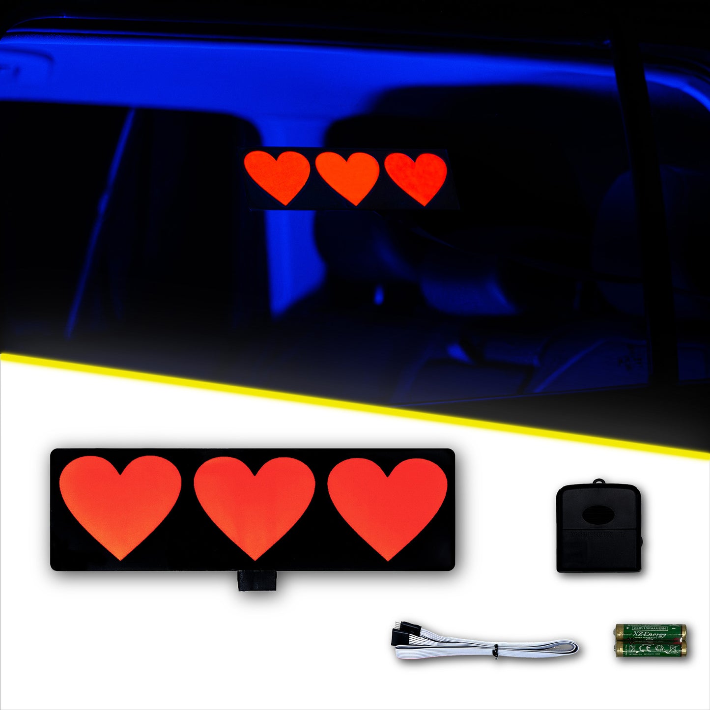 Alpena Sound Reactive LED Car Window Sticker/Ready to Glow Light-Up Decal, Music Sync Car Mod Accessory, Trendy Wireless Sticker for Custom Looks, Easy to Stick & Remove