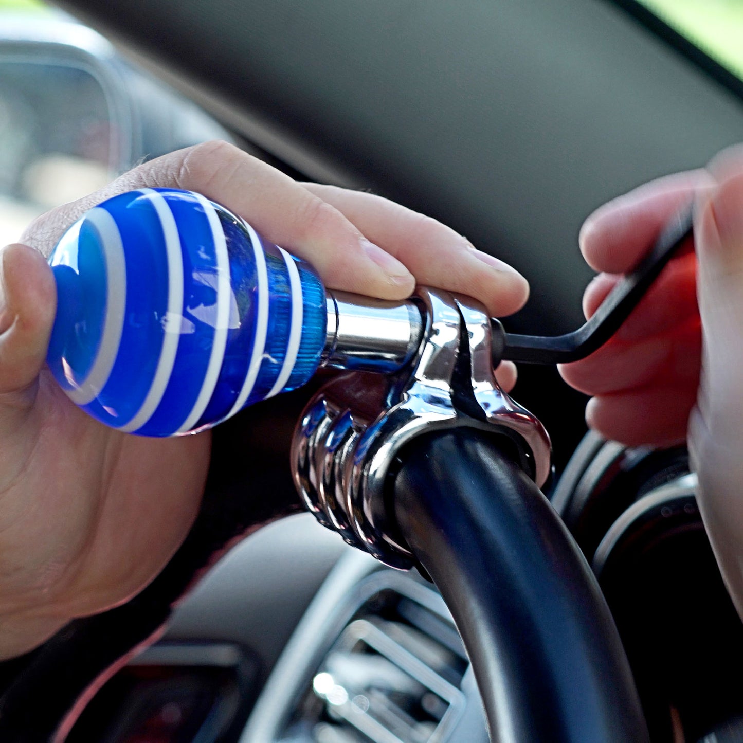 Alpena 53362 Blue Acrylic Steering Wheel Spinner Knob – Heavy-Duty Adapter, Stylish & Universal Fit