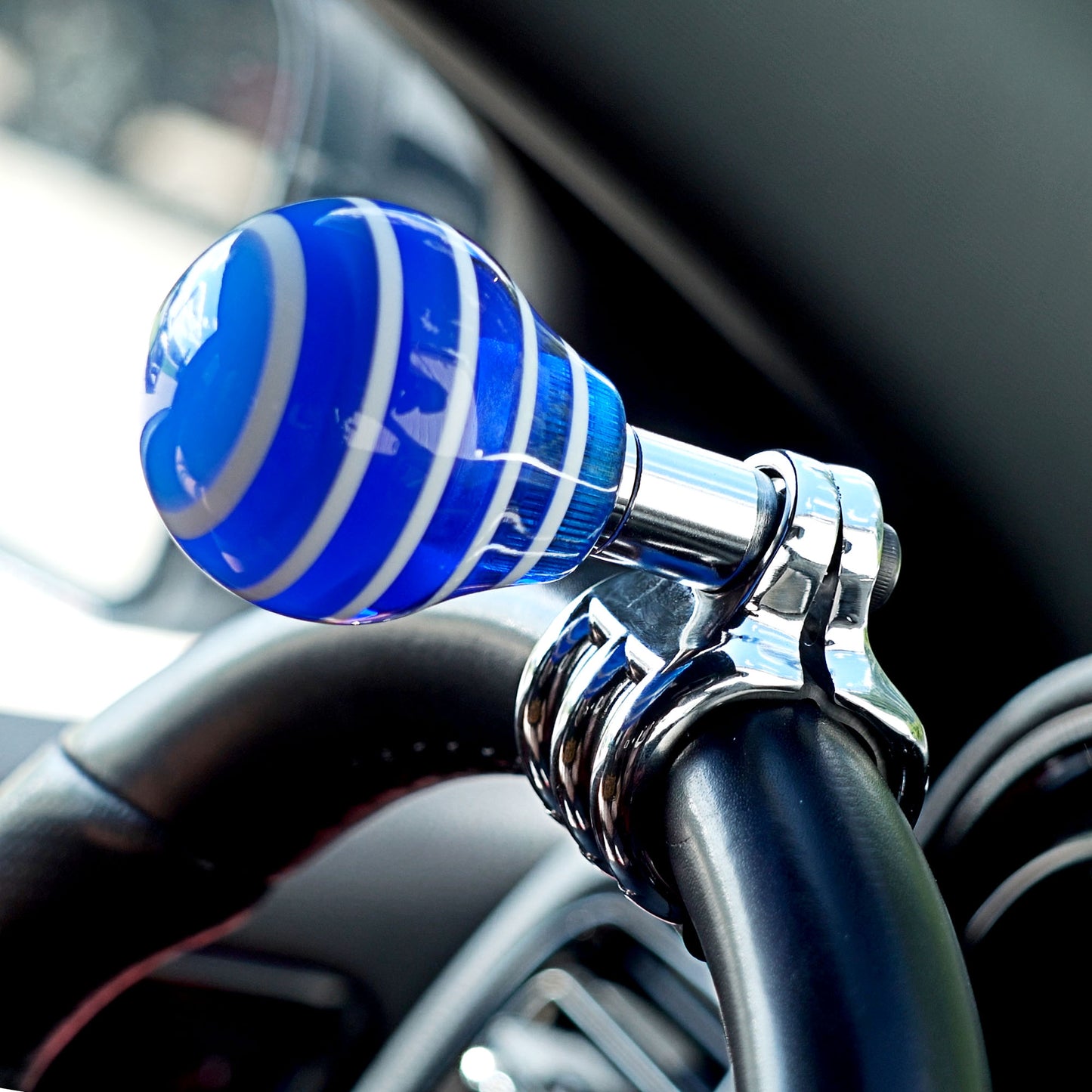 Alpena 53362 Blue Acrylic Steering Wheel Spinner Knob – Heavy-Duty Adapter, Stylish & Universal Fit
