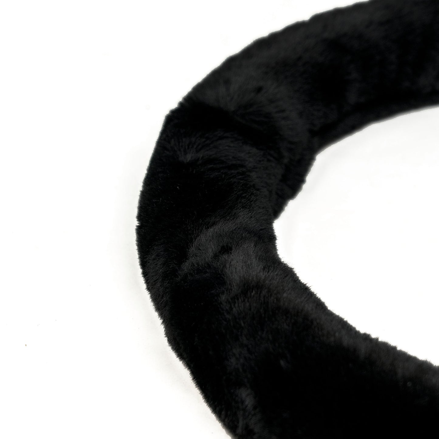 Black Plush Furry Steering Wheel Cover for 14" to 15" Wheels