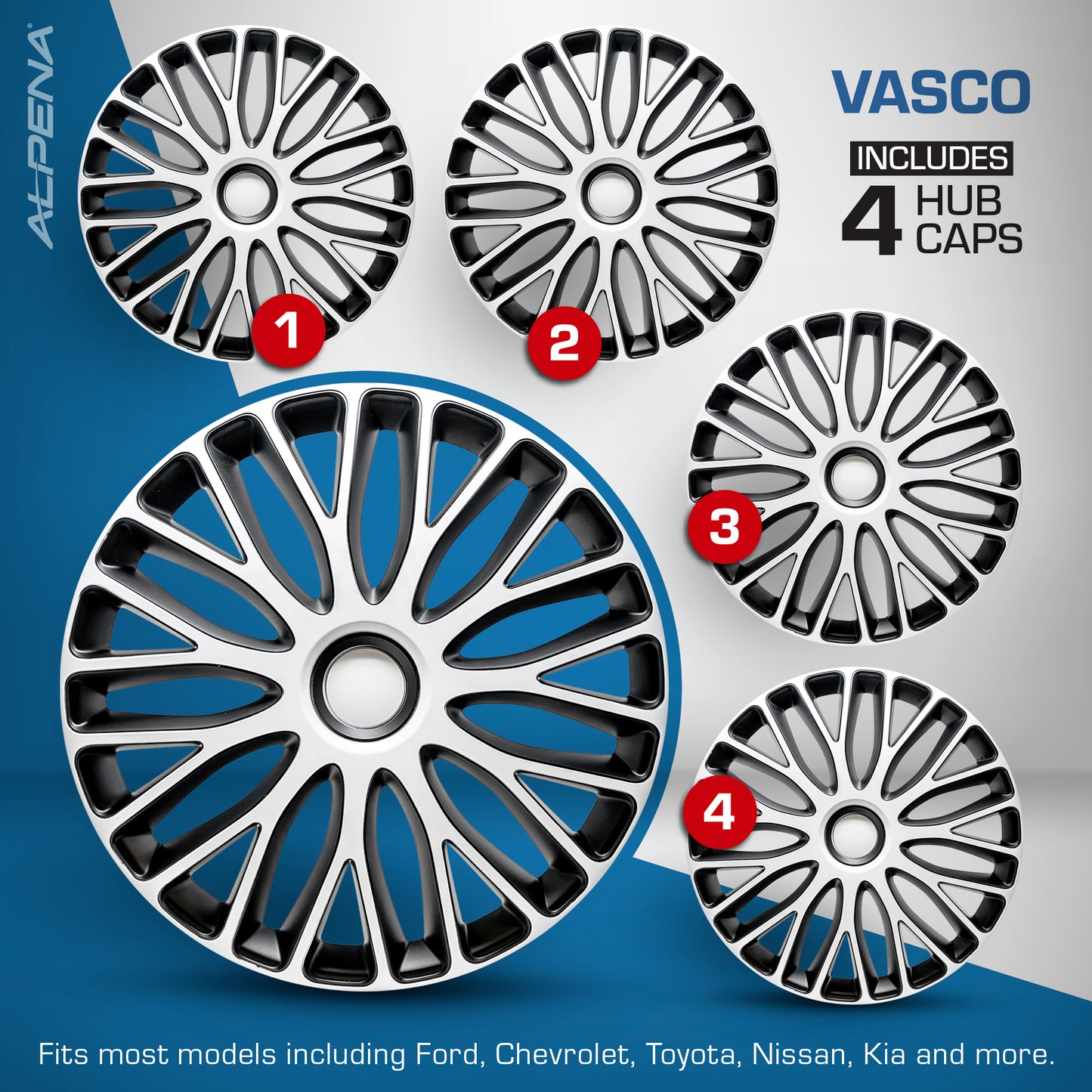 Vasco Wheel Cover Kit - White & Black (4 Pack)
