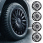 Alpena Austin Black Wheel Covers – Set of 4, European-Made Hubcaps – 15-Inch Universal Fit