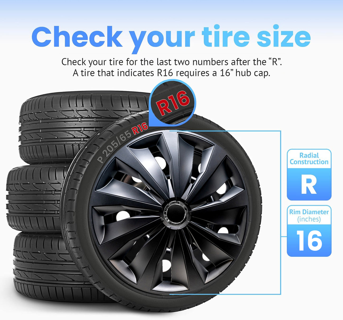 Alpena Action Black Wheel Covers – Set of 4, Matte Black, European-Made Hubcaps – 16-Inch Universal Fit for Cars