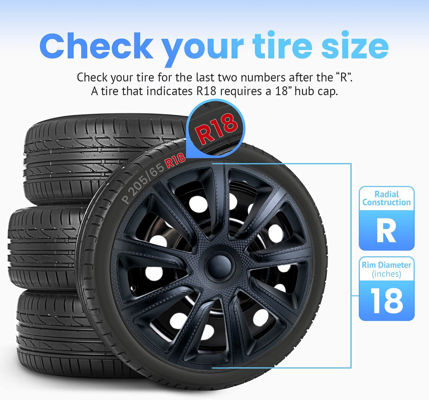 Alpena Ivo Black Wheel Covers – Set of 4, Matte Black, European-Made Hubcaps – 18-Inch Universal Fit for Cars