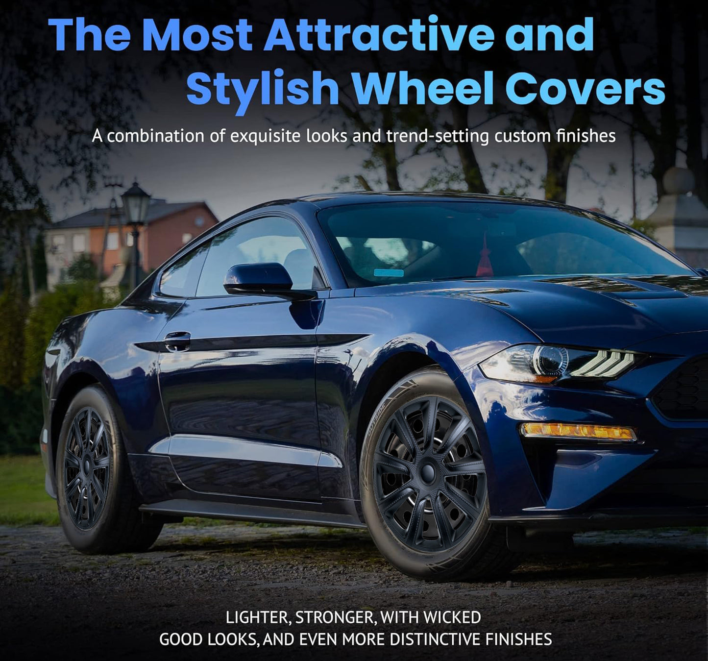 Alpena Ivo Black Wheel Covers – Set of 4, Matte Black, European-Made Hubcaps – 18-Inch Universal Fit for Cars