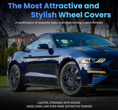 Alpena Ivo Black Wheel Covers – Set of 4, Matte Black, European-Made Hubcaps – 18-Inch Universal Fit for Cars