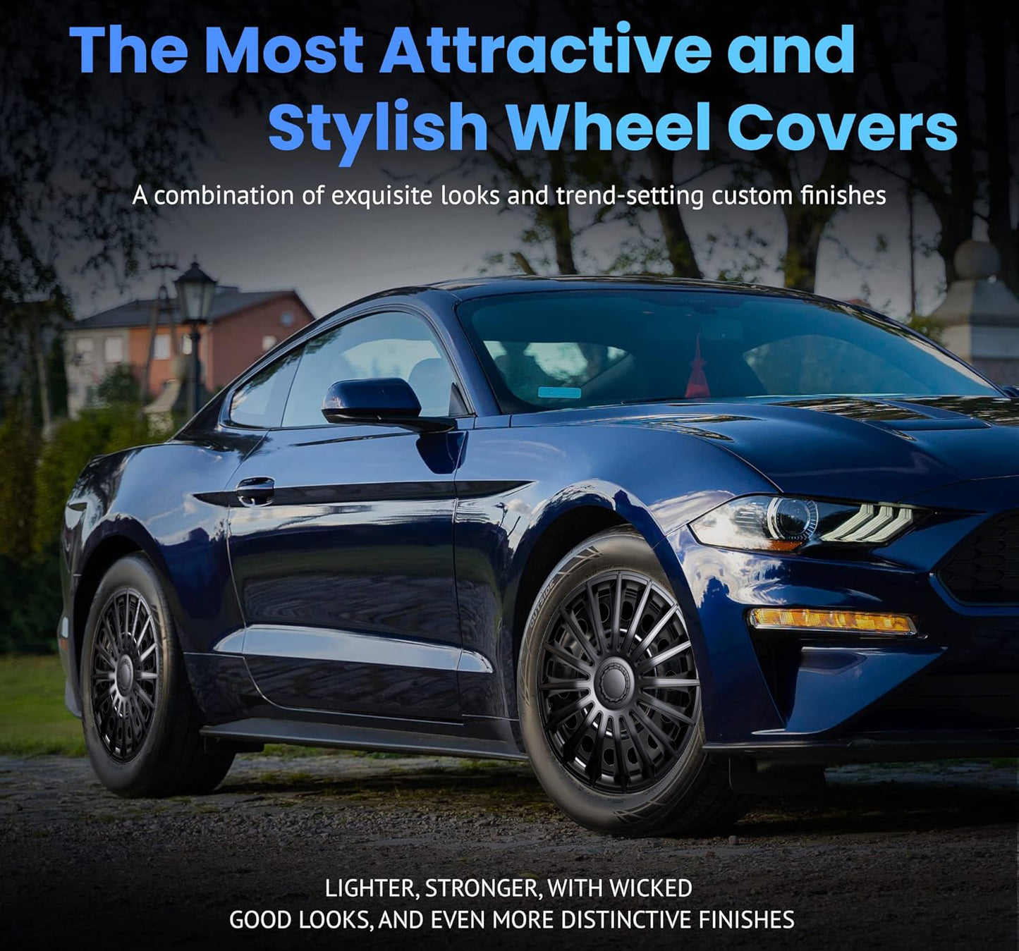 Alpena Austin Black Wheel Covers – Set of 4, European-Made Hubcaps – 17-Inch Universal Fit