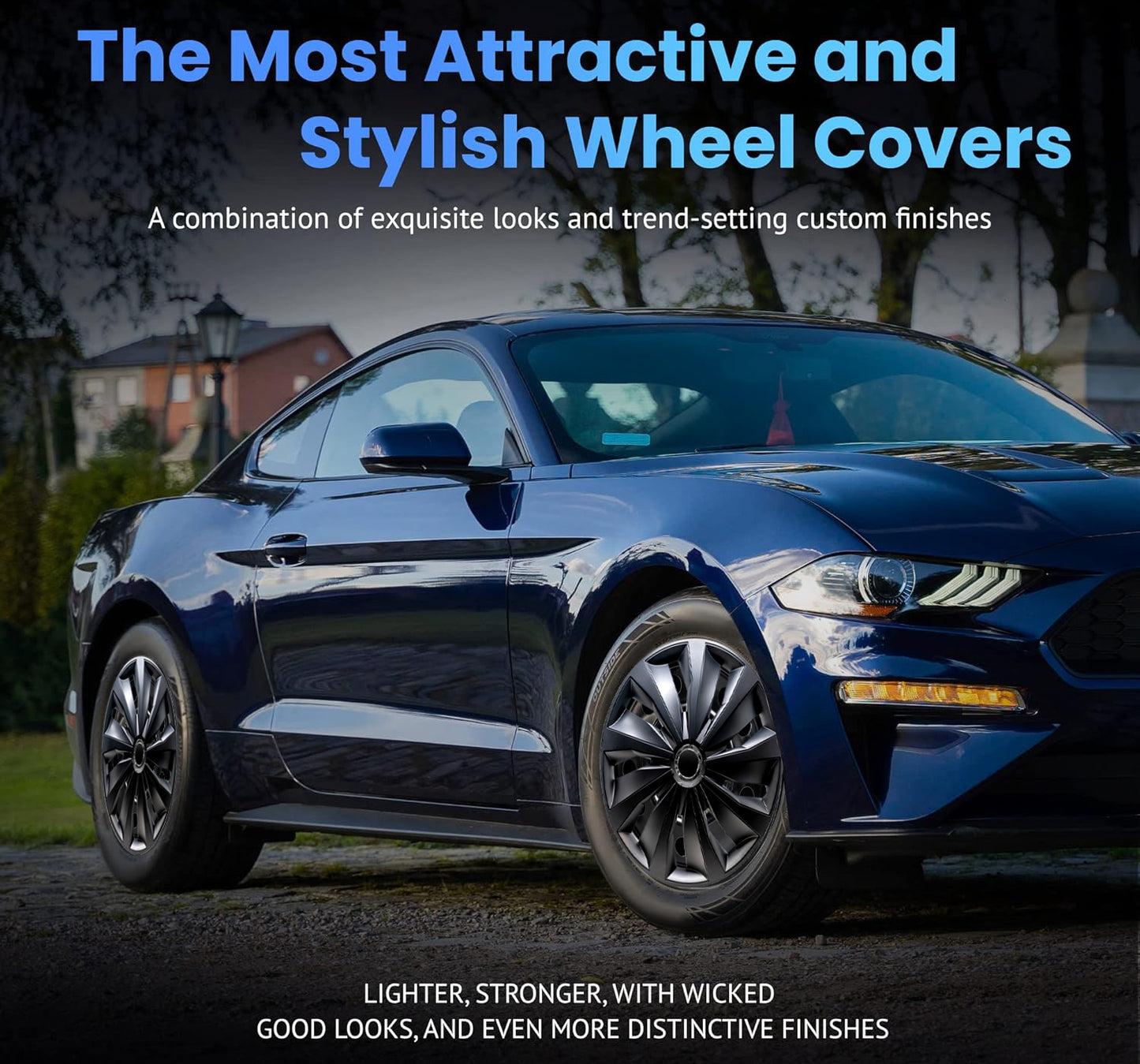 Alpena Action Black Wheel Covers – Set of 4, Matte Black, European-Made Hubcaps – 16-Inch Universal Fit for Cars