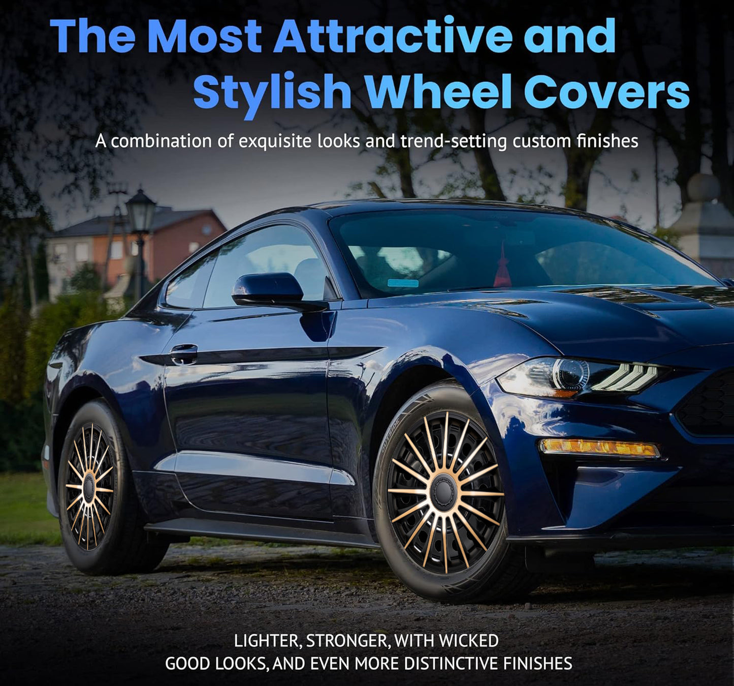 Alpena Austin Black & Bronze Wheel Covers – Set of 4, European-Made Hubcaps – 15-Inch Universal Fit