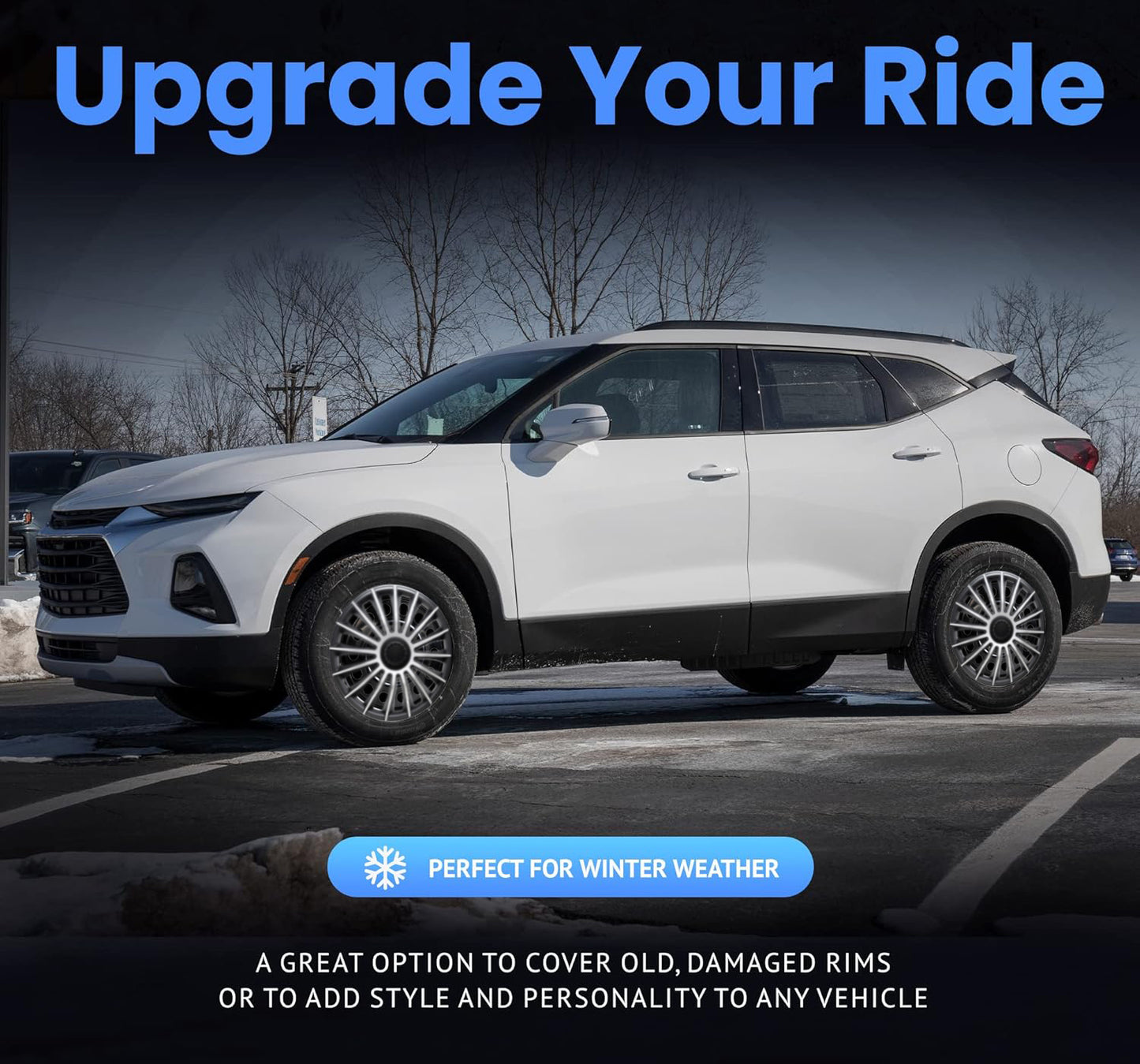 Alpena Austin Black & Silver Wheel Covers – Set of 4, European-Made Hubcaps – 17-Inch Universal Fit