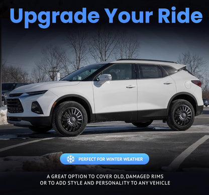 Alpena Austin Black Wheel Covers – Set of 4, European-Made Hubcaps – 16-Inch Universal Fit