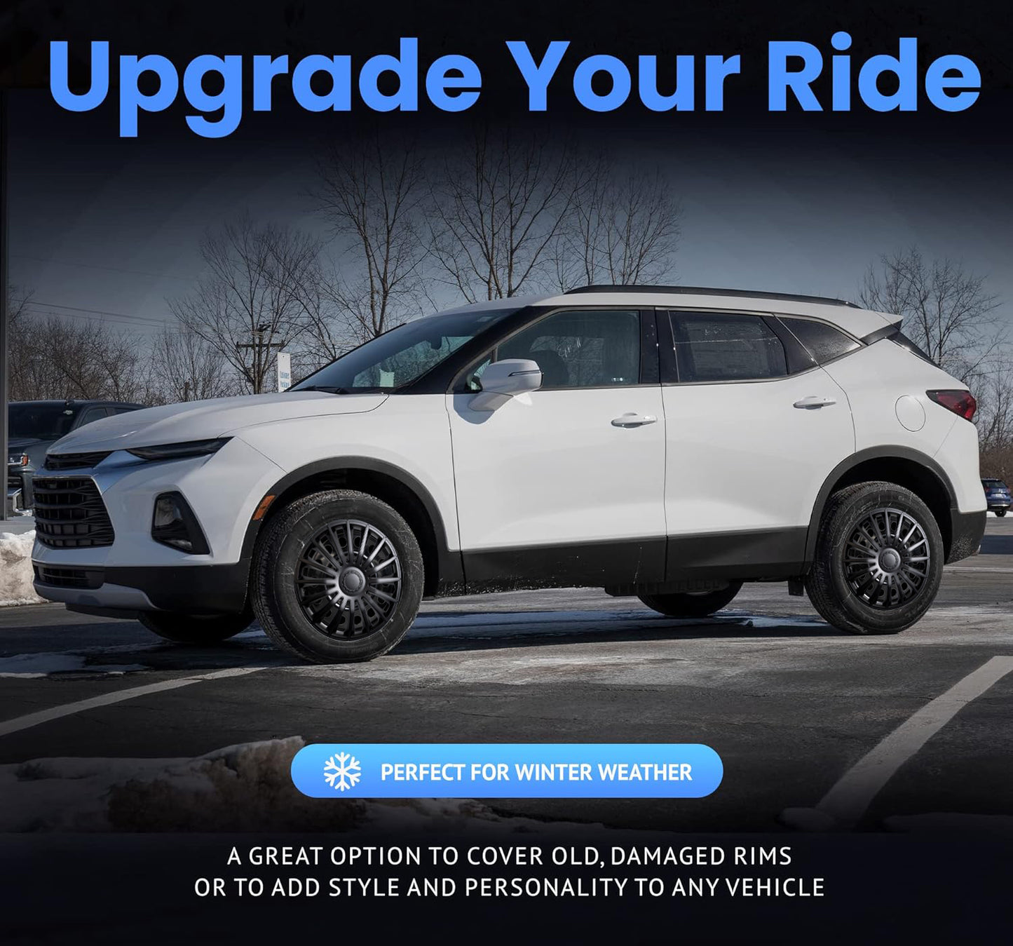 Alpena Austin Black Wheel Covers – Set of 4, European-Made Hubcaps – 17-Inch Universal Fit