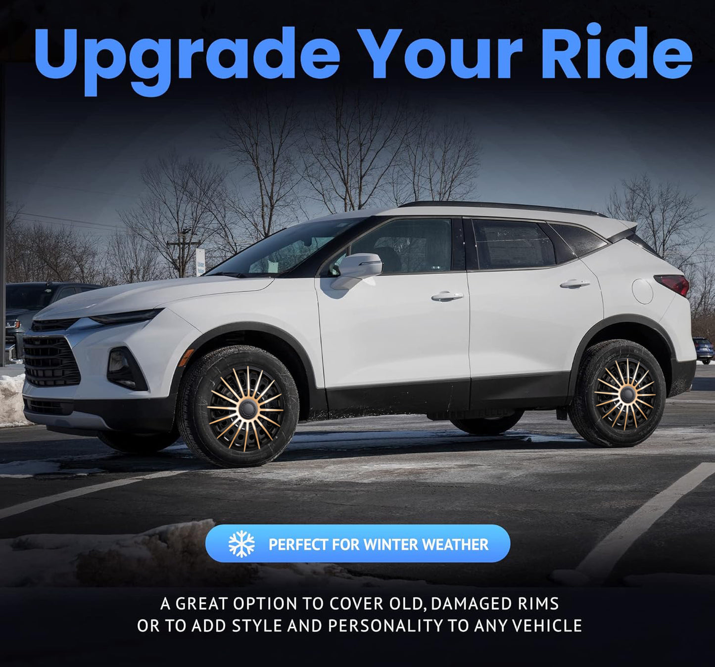 Alpena Austin Black & Bronze Wheel Covers – Set of 4, European-Made Hubcaps – 15-Inch Universal Fit