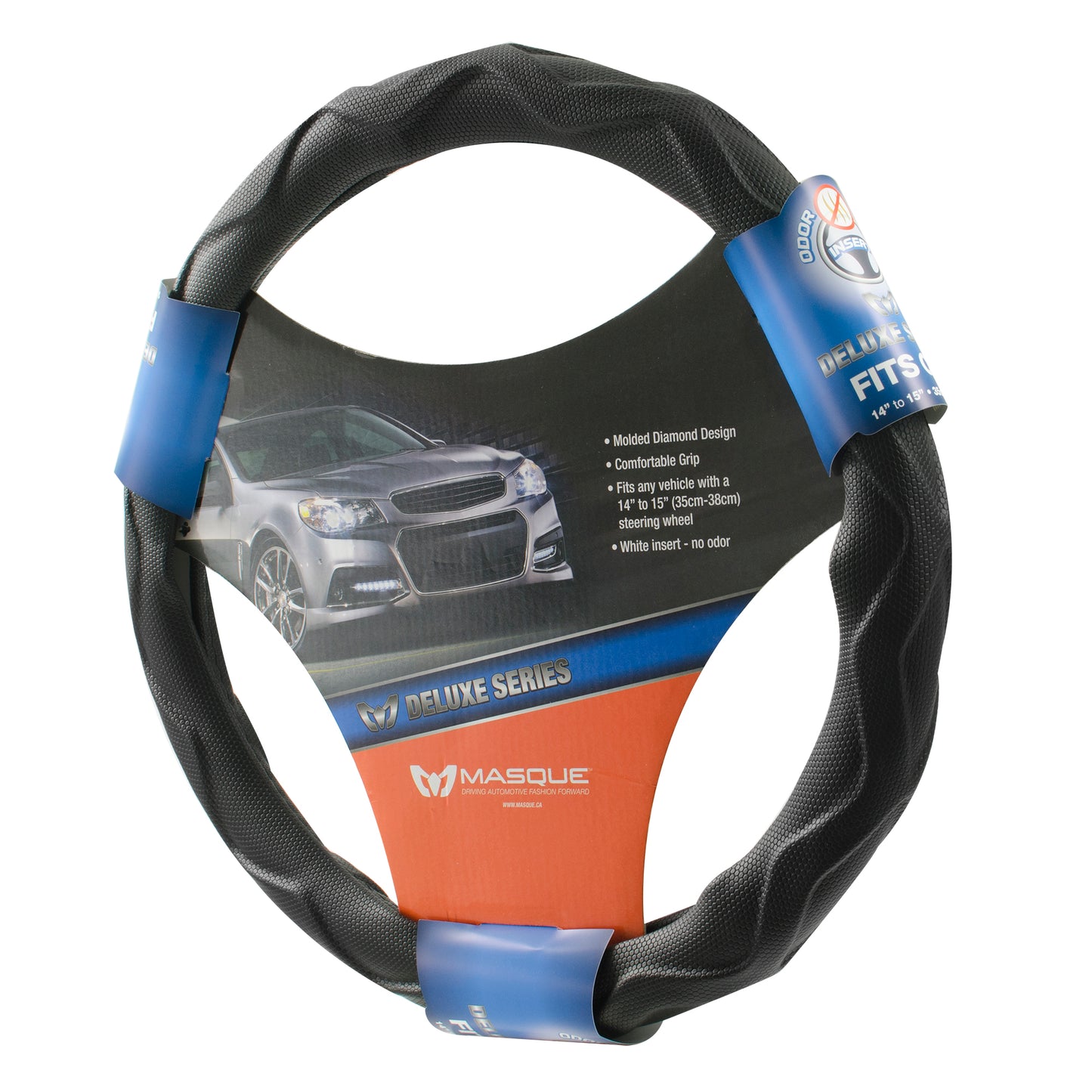 Alpena Black Diamond Mold Steering Wheel Cover – Fits 14" to 15" Car Steering Wheels, Non-Slip Grip, Soft Touch Comfort, Universal Fit for Cars & SUVs