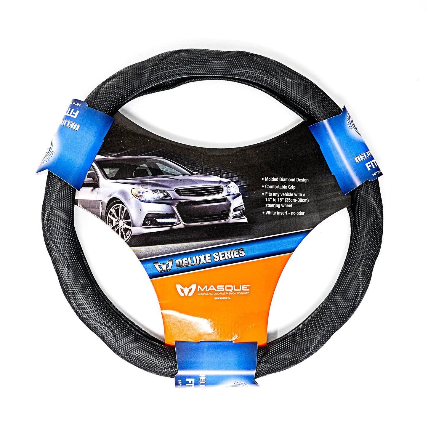Alpena Black Diamond Mold Steering Wheel Cover – Fits 14" to 15" Car Steering Wheels, Non-Slip Grip, Soft Touch Comfort, Universal Fit for Cars & SUVs