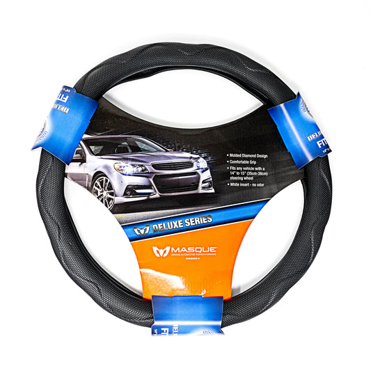 Alpena Black Diamond Mold Steering Wheel Cover – Fits 14" to 15" Car Steering Wheels, Non-Slip Grip, Soft Touch Comfort, Universal Fit for Cars & SUVs
