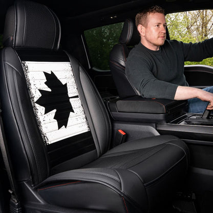 Monochrome Americana/CA Flag Seat Cover – Premium PU Leather, Universal Fit, Waterproof & Easy to Clean, Cushioned Comfort, Airbag Compatible, Stylish Black & White Patriotic Design for Cars & SUVs