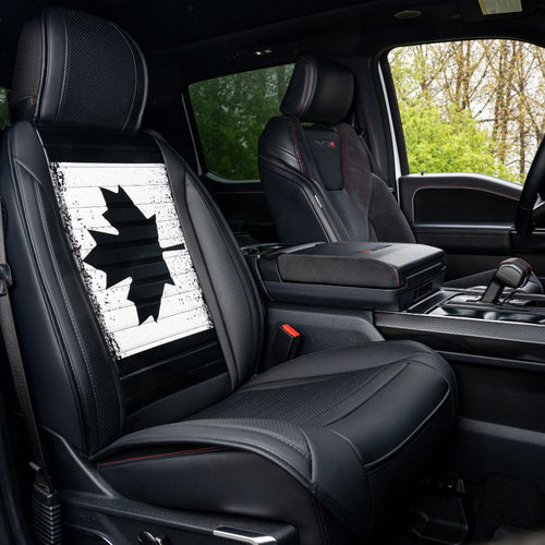 Monochrome Americana/CA Flag Seat Cover – Premium PU Leather, Universal Fit, Waterproof & Easy to Clean, Cushioned Comfort, Airbag Compatible, Stylish Black & White Patriotic Design for Cars & SUVs