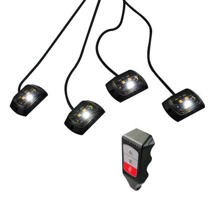 Prostrobe QuadStrobz Dual LED Strobe Pods – White & Amber Wireless Remote Safety Lights, 9 Modes, 12V IP65 for Trucks and Work Vehicles