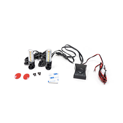 Prostrobe StrobePostz Dual-Color LED Safety Lights – 12 LED Compact Pivoting Strobe Pods with 7 Modes & 3M Adhesive Mount for 12 V Systems