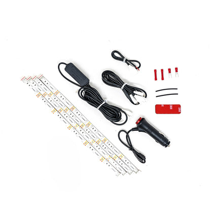 UV LED Light Interior Exterior Strip Starter Kit, 4 x 12" Strips, Power Plug, 12V