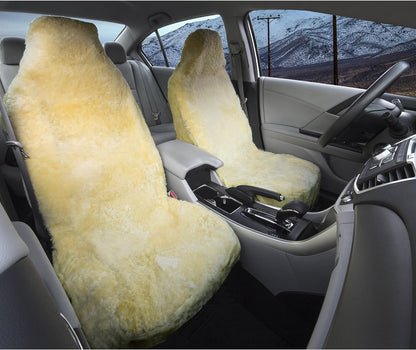 Masque Tan Sheepskin Seat Cover – 1 PC Universal Fit Car Seat Protector with Thick Foam Padding & Easy Slip-On Installation