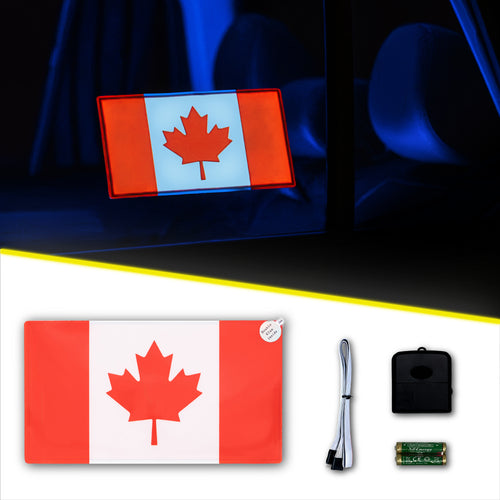 Alpena Sound Reactive LED Car Window Sticker/Ready to Glow Light-Up Decal, Music Sync Car Mod Accessory, Trendy Wireless Sticker for Custom Looks, Easy to Stick & Remove, Canada Flag