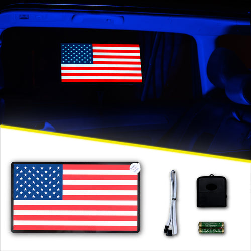 Alpena Sound Reactive LED Car Window Sticker/Ready to Glow Light-Up Decal, Music Sync Car Mod Accessory, Trendy Wireless Sticker for Custom Looks, Easy to Stick & Remove, US Flag