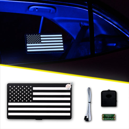 Alpena Sound Reactive LED Car Window Sticker/Ready to Glow Light-Up Decal, Music Sync Car Mod Accessory, Trendy Wireless Sticker for Custom Looks, Easy to Stick & Remove, US Flag