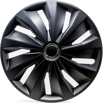 Alpena Action Black Wheel Covers – Set of 4, Matte Black, European-Made Hubcaps – 16-Inch Universal Fit for Cars