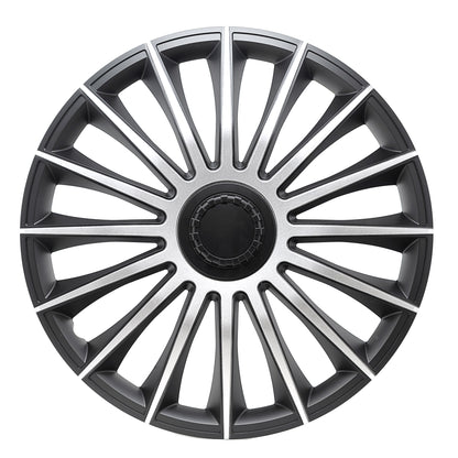 Alpena Austin Black & Silver Wheel Covers – Set of 4, European-Made Hubcaps – 17-Inch Universal Fit